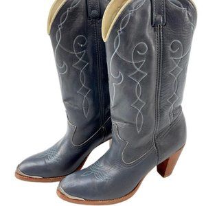 Vintage Acme 5584 blue healed cowgirl cowboy boots size 8 N Nashville Teal